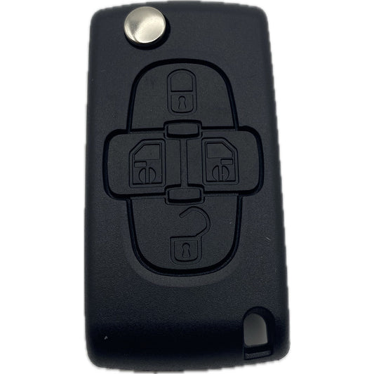 Autoschlüssel Gehäuse für Funk Klappschlüssel 4 Taster geeignet für Citroen, Peugeot