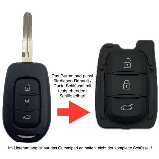 Autoschlüssel Tastenfeld, Gummipad geeignet für Dacia, Renault für Funk Schlüssel 2 Taster oder 3 Taster