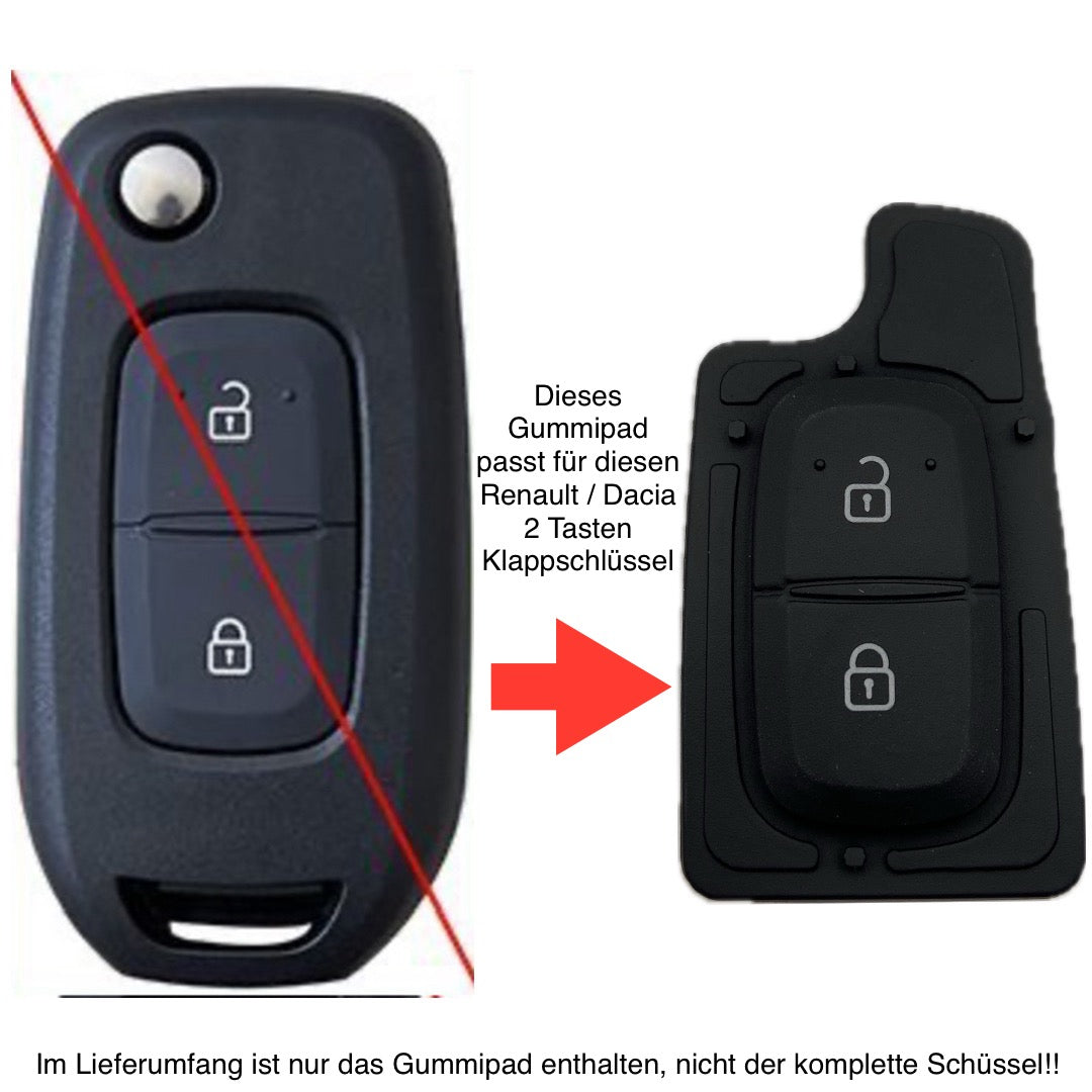 Autoschlüssel Tastenfeld, Gummipad geeignet für Dacia, Renault für Funk Klappschlüssel 2 Taster oder 3 Taster