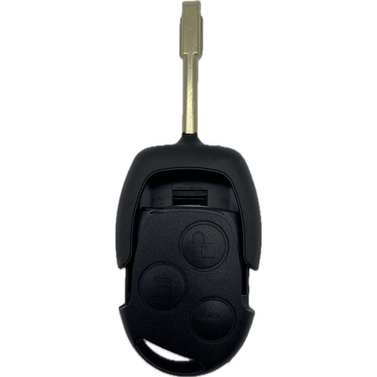 Kompletter Autoschlüssel, Funkschlüssel (rund) kompatibel mit FORD 3 Taster Tibbe, FO21 Schlüsselbart