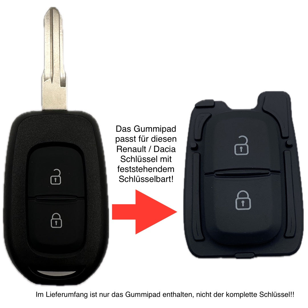 Autoschlüssel Tastenfeld, Gummipad geeignet für Dacia, Renault für Funk Schlüssel 2 Taster oder 3 Taster