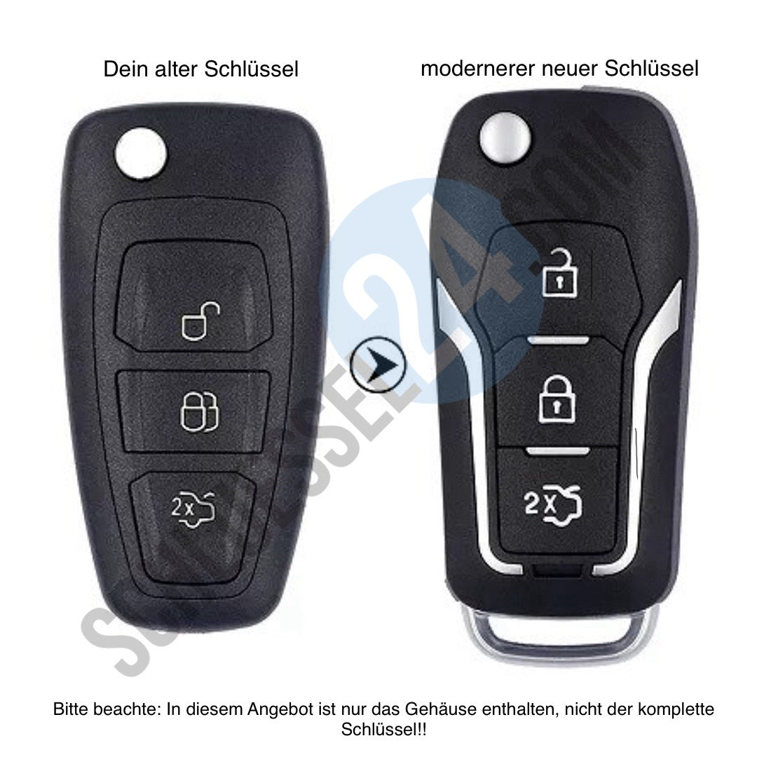 Gehäuse UPDRADE, Umbausatz für Funk Autoschlüssel geeignet für Ford 3 Taster