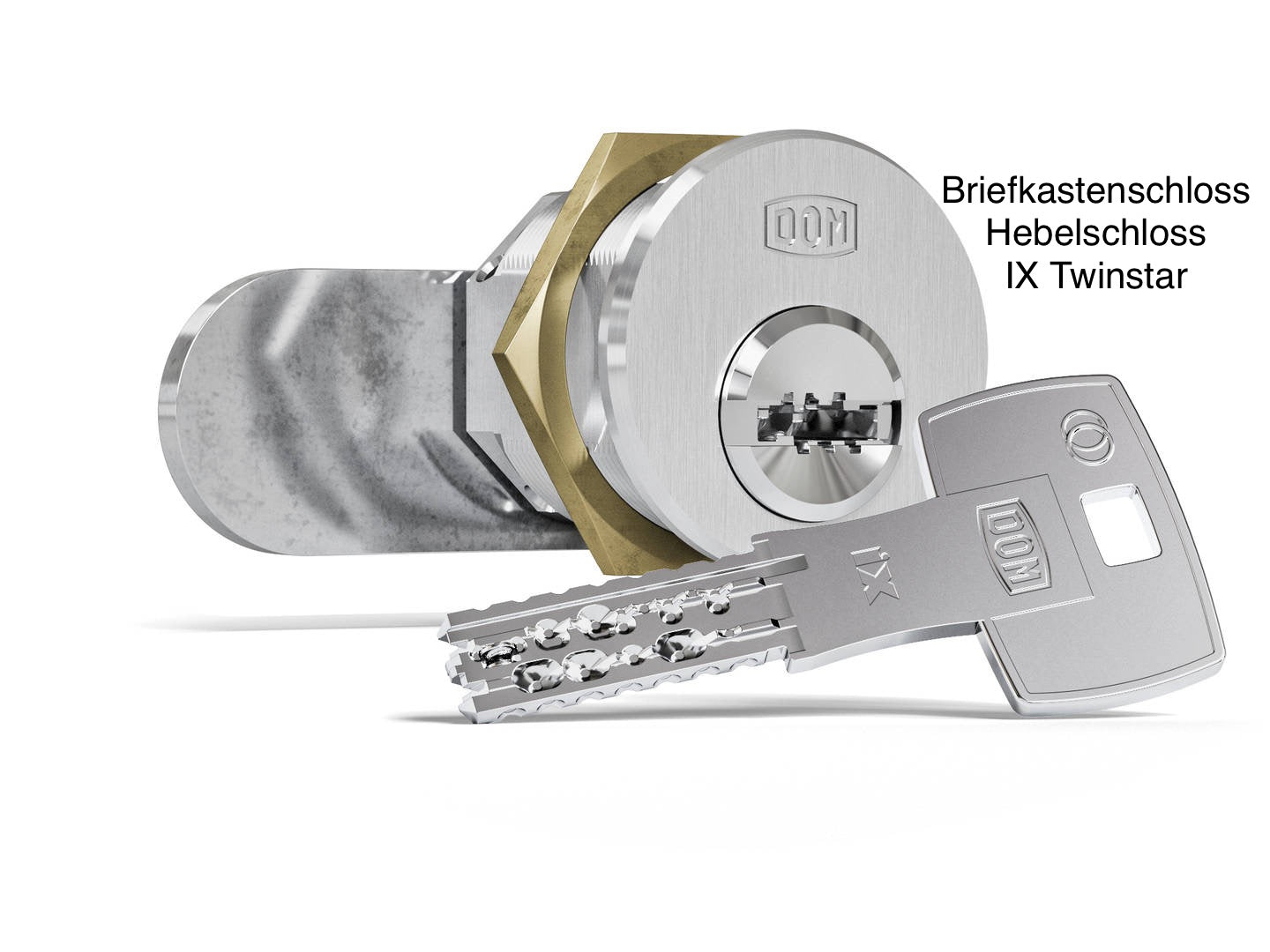 Briefkastenschloss DOM IX Twinstar mit Sicherungskarte, Wendeschlüssel, Doppelrolle, 2in1