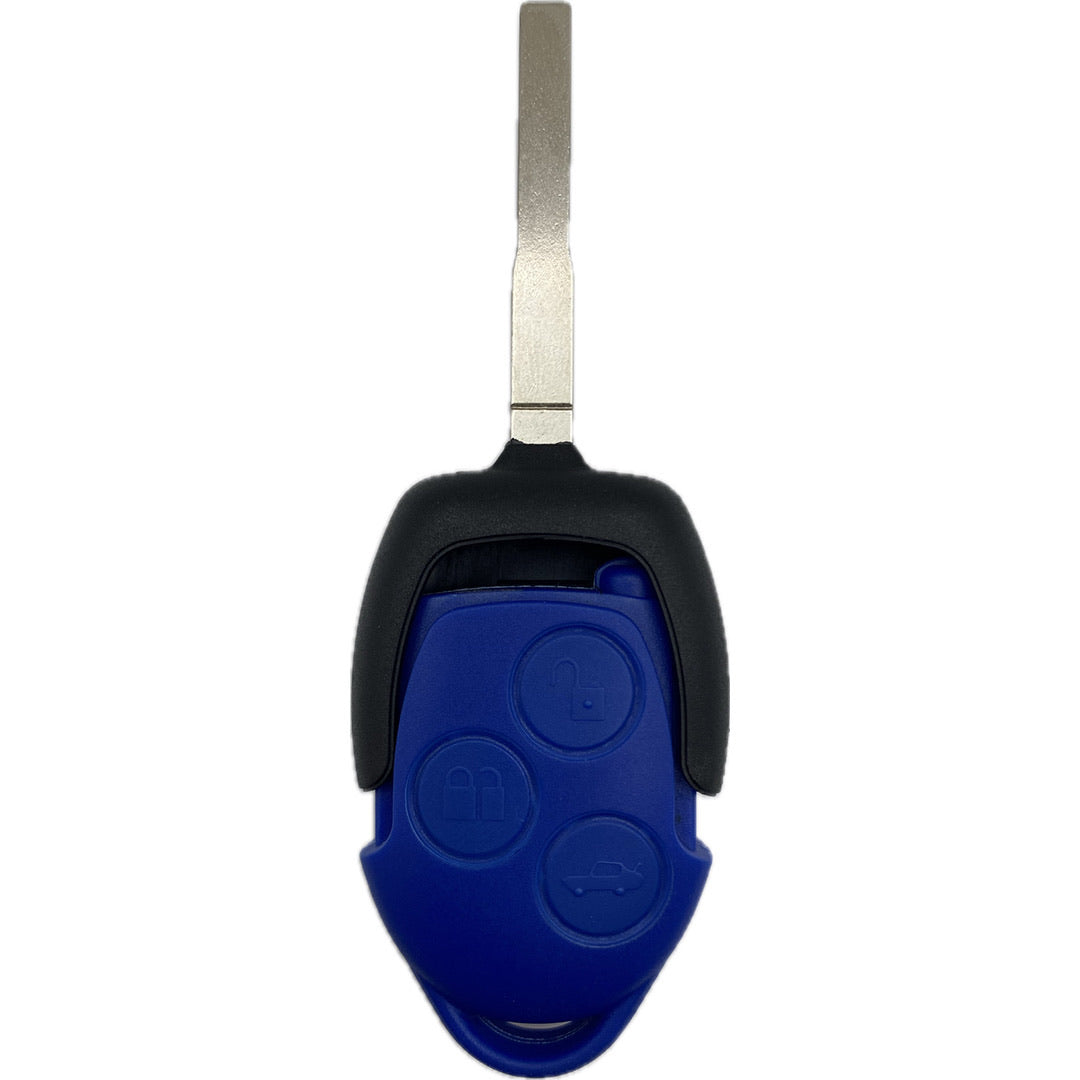 Kompletter Autoschlüssel, Funkschlüssel (blau) kompatibel mit FORD 3 Taster Tibbe, FO21, HU101