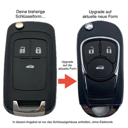 Opel Schlüsselgehäuse Upgrade geeignet für Opel (2009 - 2016) 2 oder 3 Taster