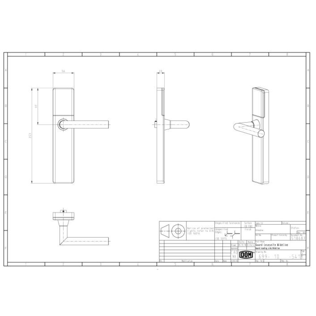 DOM ENiQ Guard Wideline Set einseitig lesend (mit mechanischem Innenbeschlag)