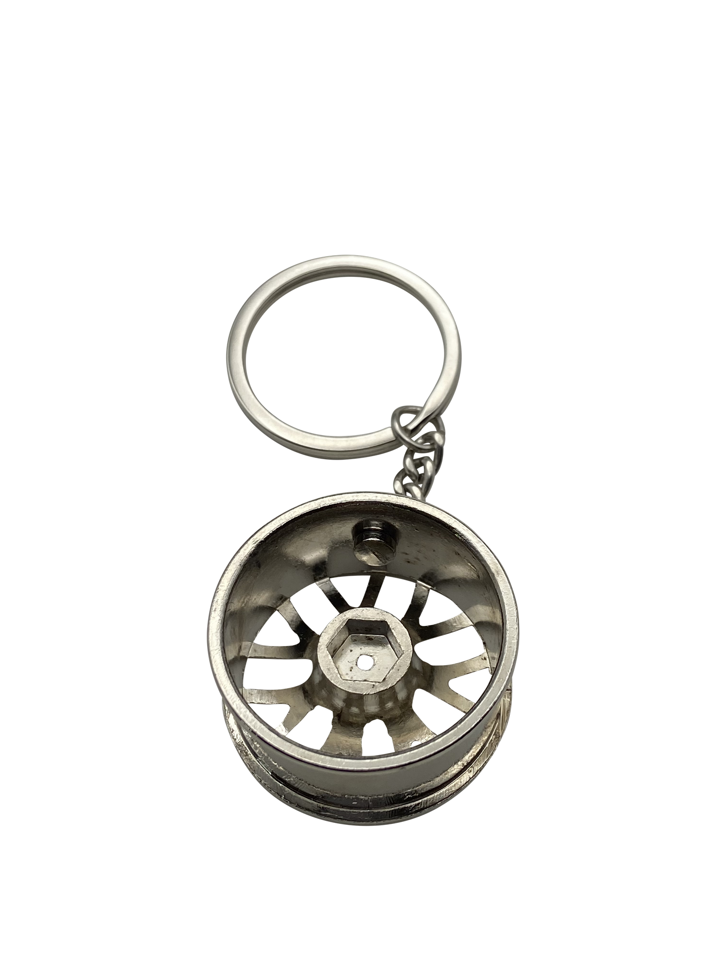 Schlüsselanhänger in Silber Felgendesign