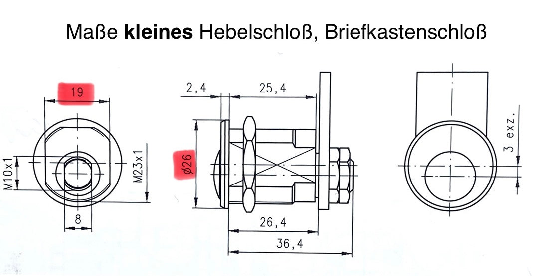Briefkastenschloss, Hebelschloss DOM IX Teco mit Sicherungskarte, Wendeschlüssel