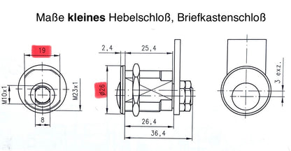 Briefkastenschloss, Hebelschloss DOM IX Teco mit Sicherungskarte, Wendeschlüssel