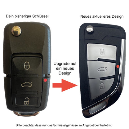 Autoschlüssel Upgrade Gehäuse für Funk geeignet für VW 3Taster (LED Mitte)