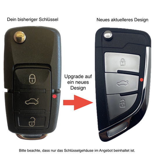 Autoschlüssel Upgrade Gehäuse für Funk geeignet für VW 3Taster (LED Mitte)