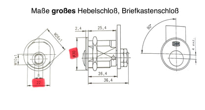 Briefkastenschloss, Hebelschloss DOM IX Teco mit Sicherungskarte, Wendeschlüssel