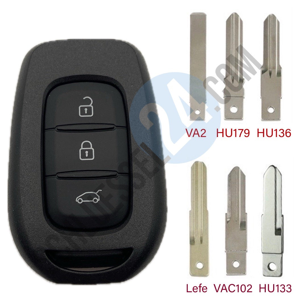 Autoschlüssel Gehäuse geeignet für Dacia, Renault für Funk Schlüssel 2 –  schluessel24