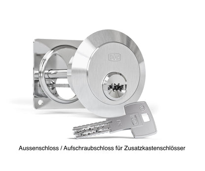 Aufschraubschloss DOM IX Twinstar mit Sicherungskarte, Wendeschlüssel, Doppelrolle, 2in1